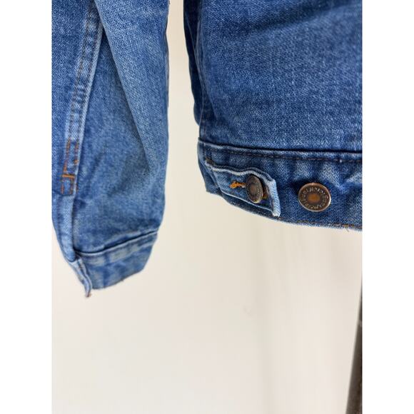 90's Vintage WRANGLER Sherpa Lined Denim Jacket Men's Trucker MEDIUM #0101 - Picture 15 of 16